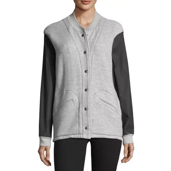 Current Elliott Classic Snap-Front The Classic Varsity Jacket S Wax Sleeves $358 - Picture 3 of 16